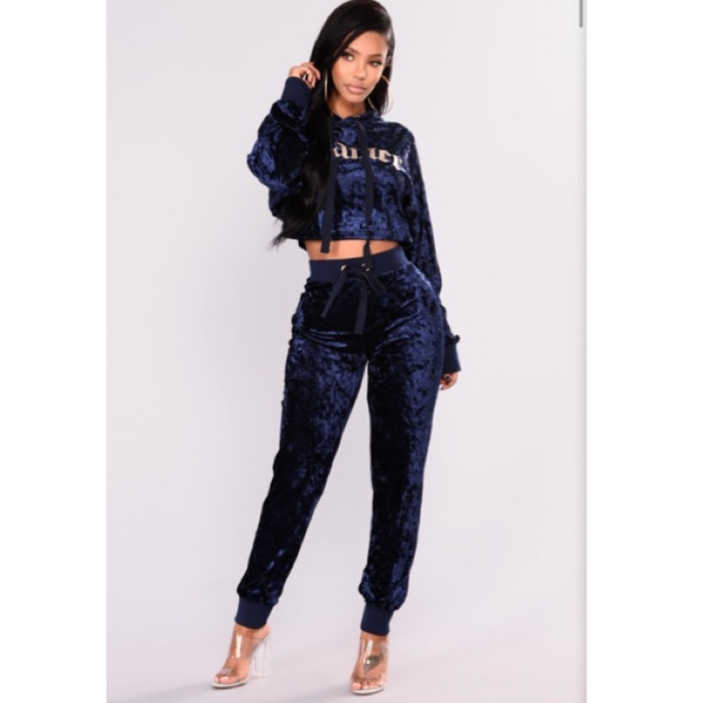 Fashion nova dream navy blue two piece set